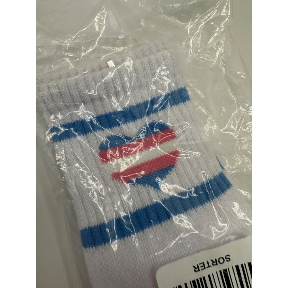 NWT Hot Topic Transgender Heart Crew Socks Pink White Blue LGBTQ+ Pride